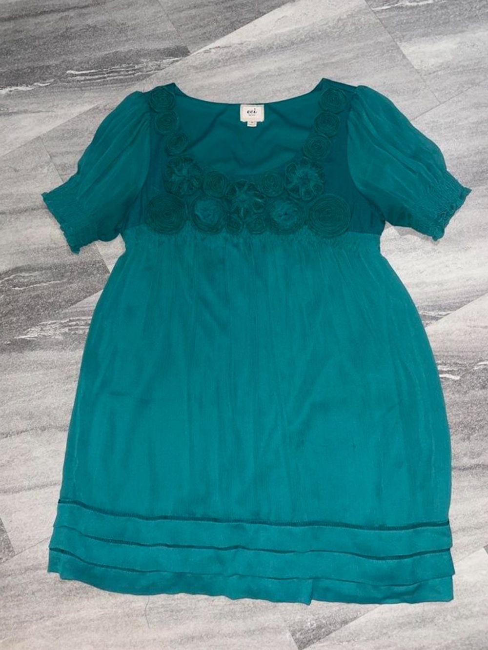 Y2K ECi Babydoll Teal Dress 10